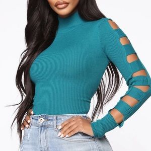Fashion Nova Never Out Of Style Ribbed Sweater - Teal